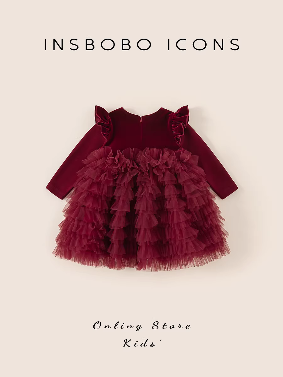 Váy bé gái INSbobo mùa thu đông mới dày dặn váy bé gái một tuổi mùa đông váy bé gái xinh xắn