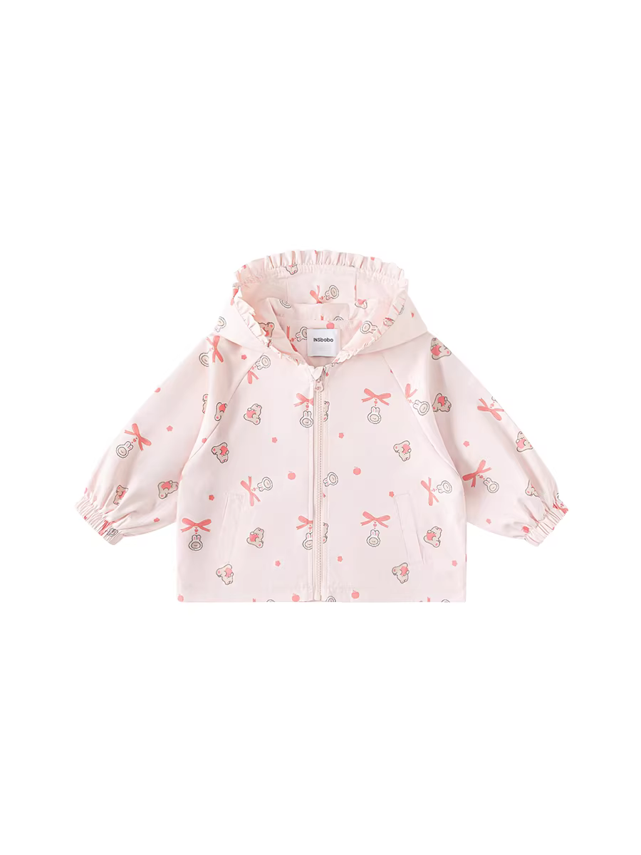 Áo khoác bé gái INSbobo thu đông 2025 kiểu mới có mũ, thời trang trẻ em, áo bé gái mùa xuân thu