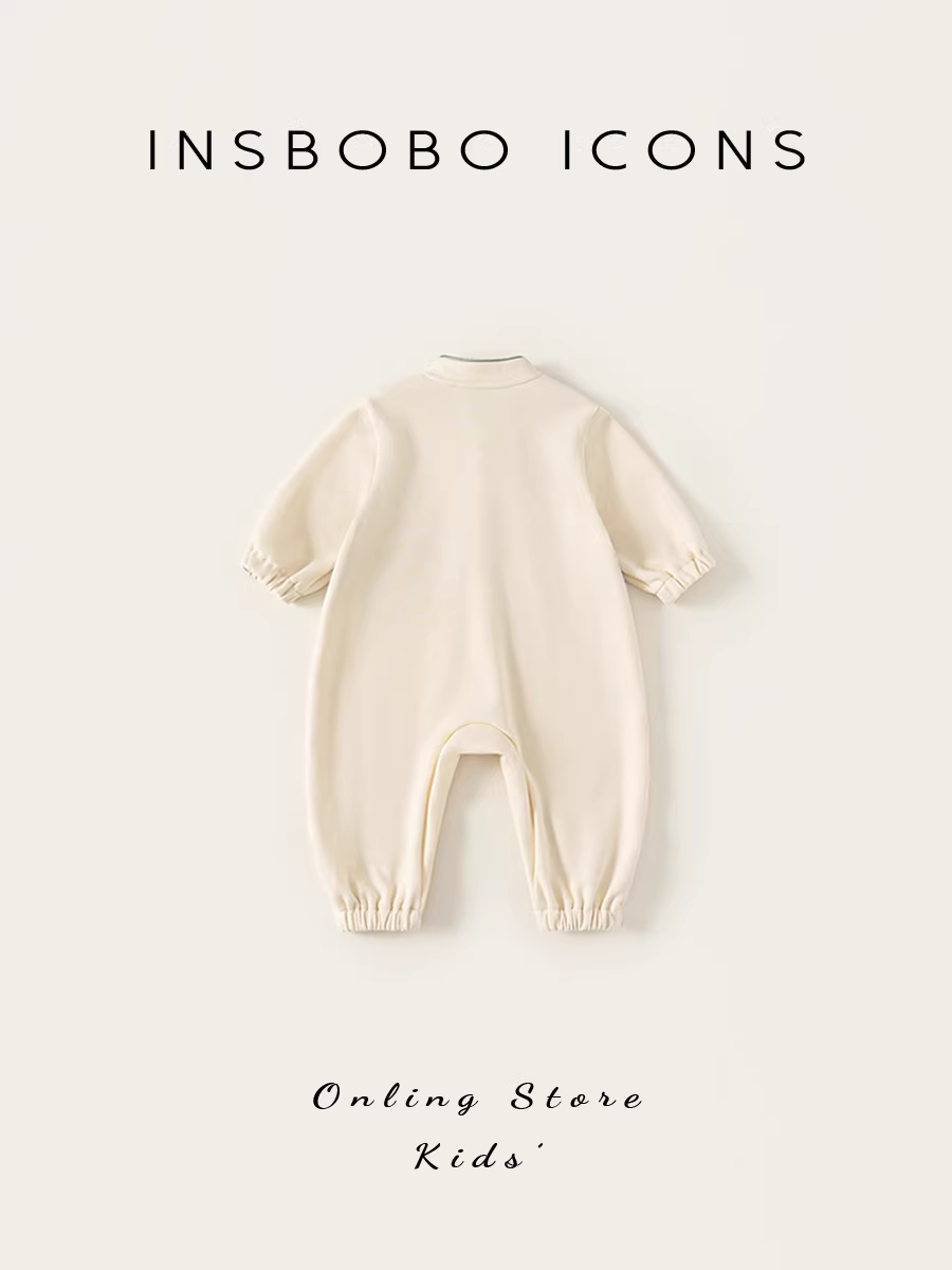 Quần áo trẻ em INSbobo thu đông 2025, bộ liền thân sơ sinh, trang phục thu sớm cho bé, bộ đồ liền thân trẻ em