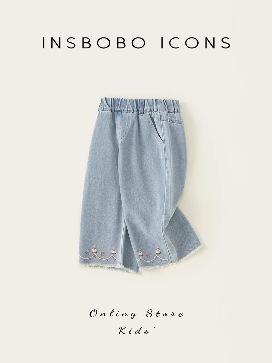 Quần bé gái INSbobo thu đông 2025 kiểu mới quần jeans bé gái quần ống đứng trẻ em thời trang trẻ nhỏ