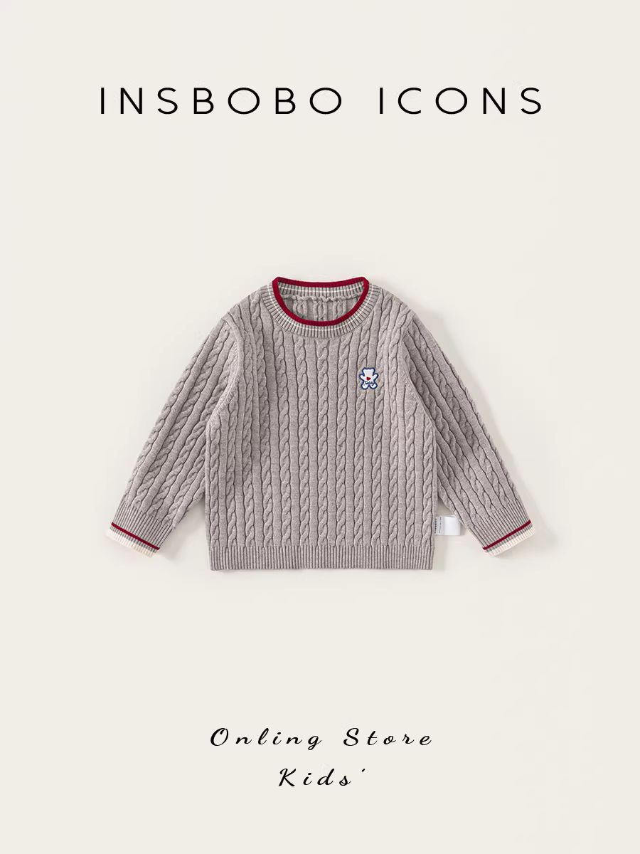 [Loạt sản phẩm Gấu bông] Áo len trẻ em INSbobo 2025 Xuân Thu Phong cách mới Áo len dệt kim cho bé trai Áo bé gái