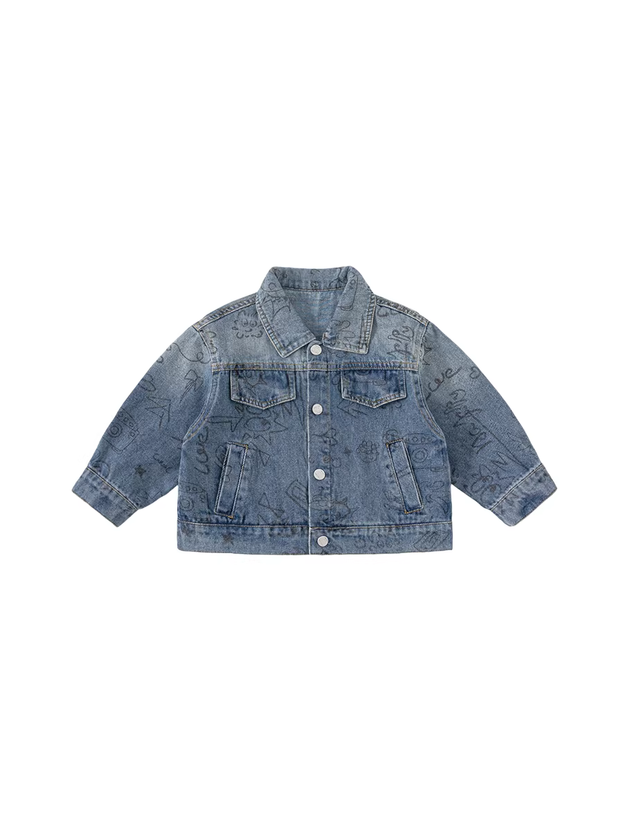 Áo khoác bé trai INSbobo mùa xuân thu 2025 kiểu mới, áo khoác denim bé trai thời trang, quần áo trẻ em mùa thu