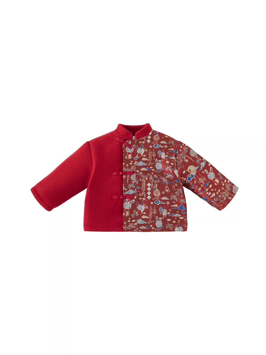 Trang phục Tết của bé trai, trang phục lễ hội cho bé một tuổi, trang phục Tết kiểu Trung Hoa cho bé trai, quần áo cotton, trang phục mùa đông màu đỏ