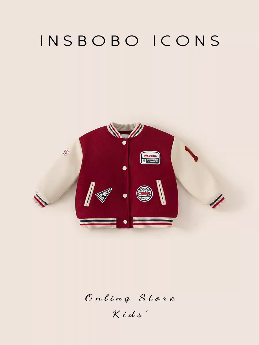 Áo khoác trẻ em INSbobo thu đông 2025 kiểu mới, áo khoác bóng chày thời trang cho bé trai, áo thời trang cho bé gái, quần áo thu đông