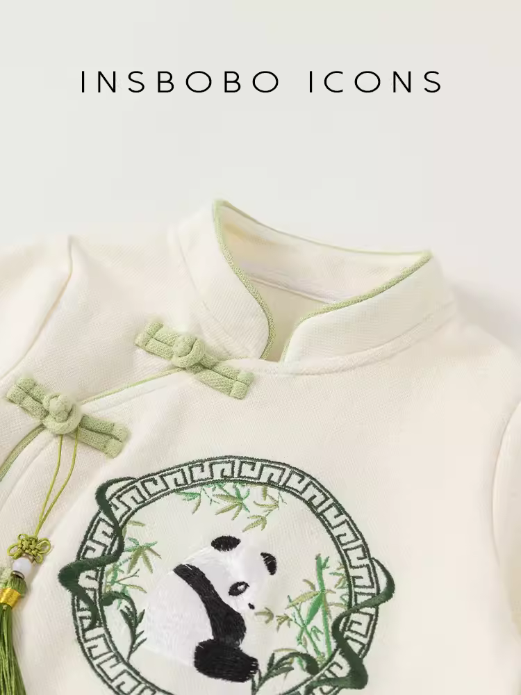 Bộ đồ liền thân INSbobo cho bé sơ sinh, thu đông 2025, quần áo bé trai một tuổi, trang phục lễ hội, trang phục mùa thu, kiểu áo Tang