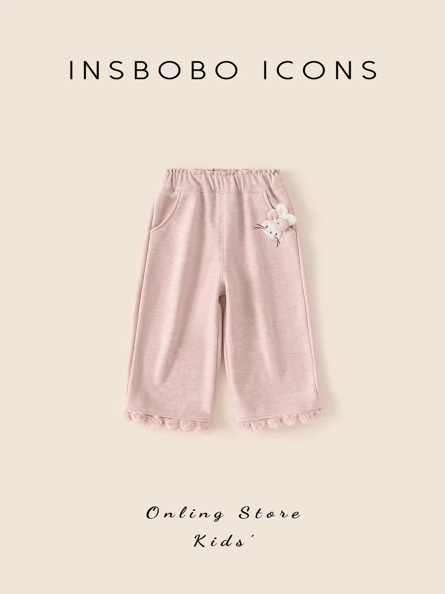 Quần dài bé gái INSbobo 2025, quần mùa đông trẻ em thời trang, quần dày giữ ấm, quần thường ngày mùa thu đông, kiểu dáng hợp xu hướng