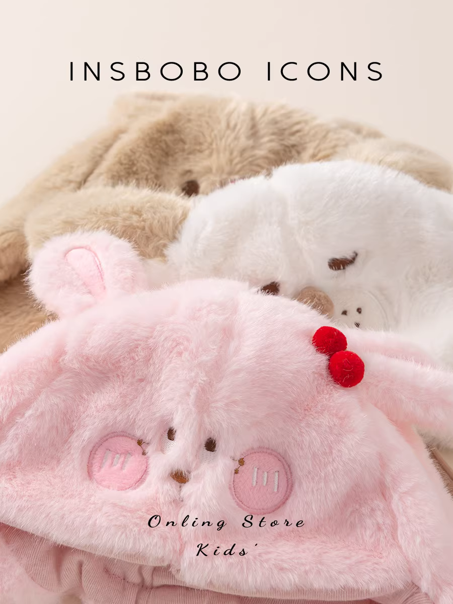 Mũ bé INSbobo 2025 kiểu mới, mũ len thời trang giữ ấm cho bé gái, mũ dày giữ tai mùa thu đông