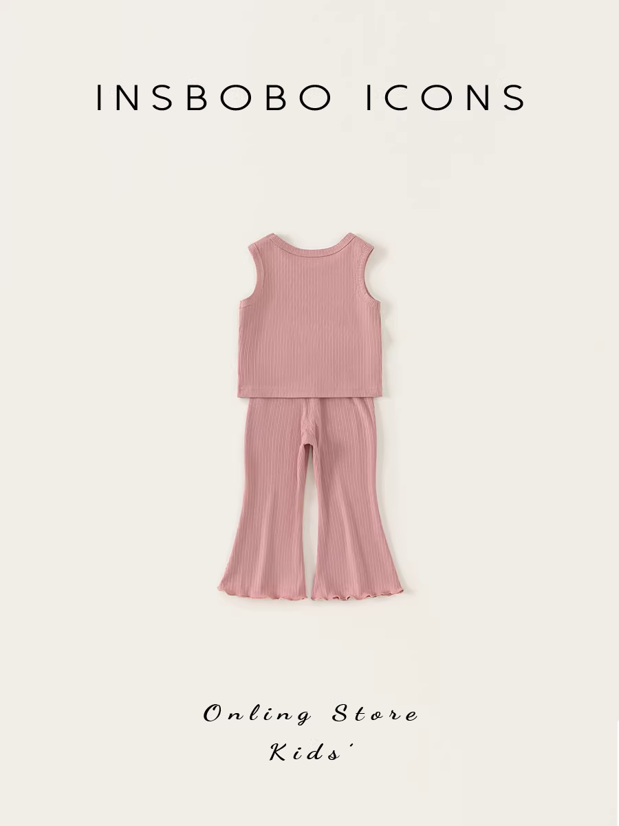 Bộ trang phục bé gái INSbobo hè 2025 kiểu mới, áo vest hai mảnh, quần áo mùa hè cho bé, thời trang trẻ em