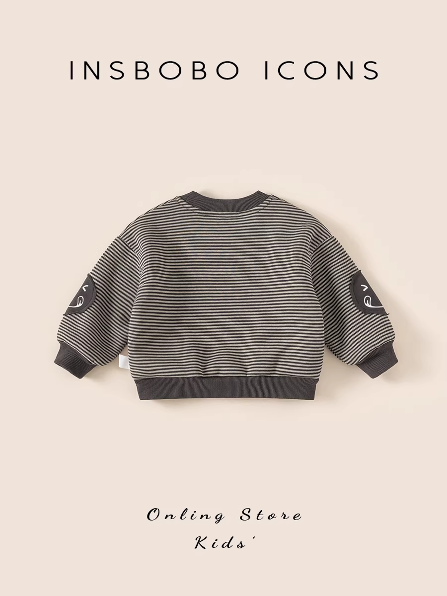 Áo len bé trai INSbobo, quần áo mùa đông, áo nỉ trẻ em, áo len giữ ấm mùa đông 2025, quần áo trẻ em mới