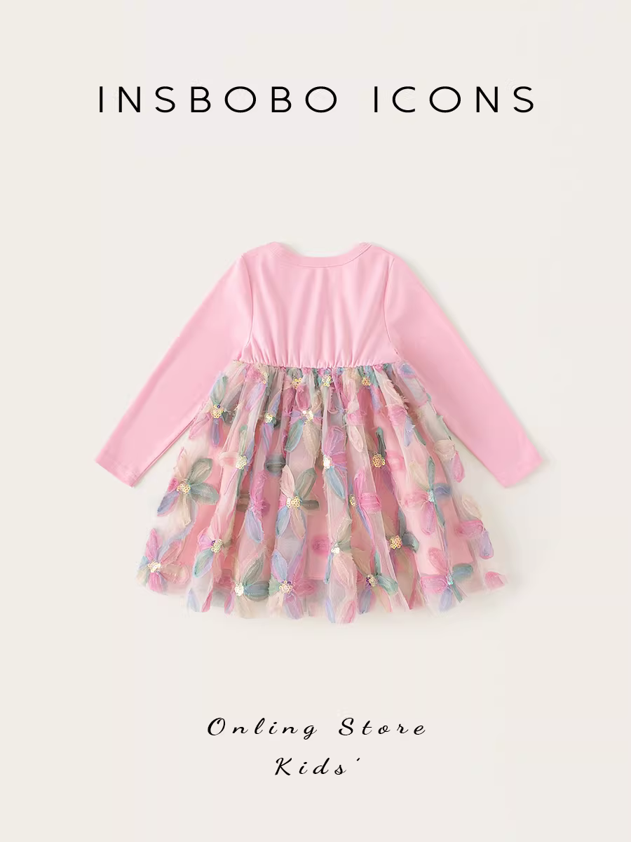 Váy bé gái INSbobo, váy công chúa bé gái, váy dài mùa thu phong cách mới mùa xuân thu, quần áo trẻ em