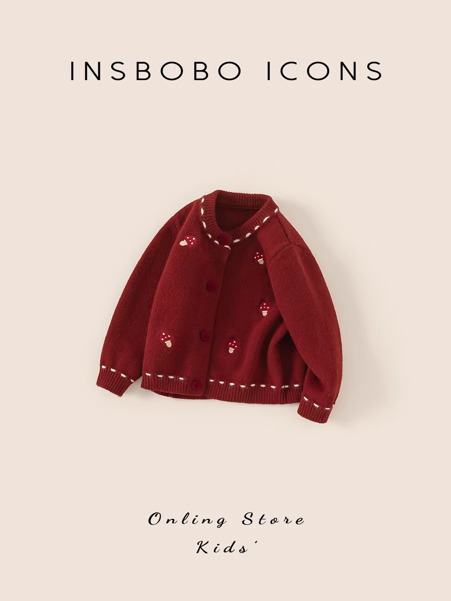 Áo len bé gái INSbobo thu đông 2025 kiểu dáng thời trang áo khoác len trẻ em áo mùa đông bé yêu Giáng sinh