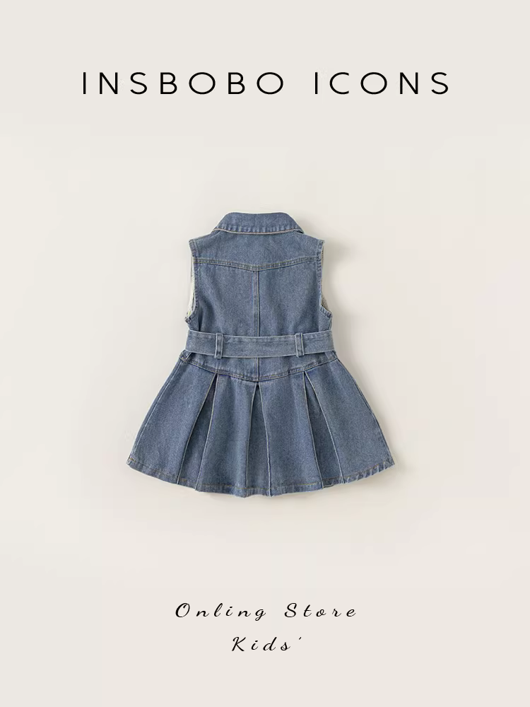 Váy bé gái INSbobo hè 2025 kiểu mới, váy công chúa trẻ em, chân váy denim, váy bé gái hè thời thượng