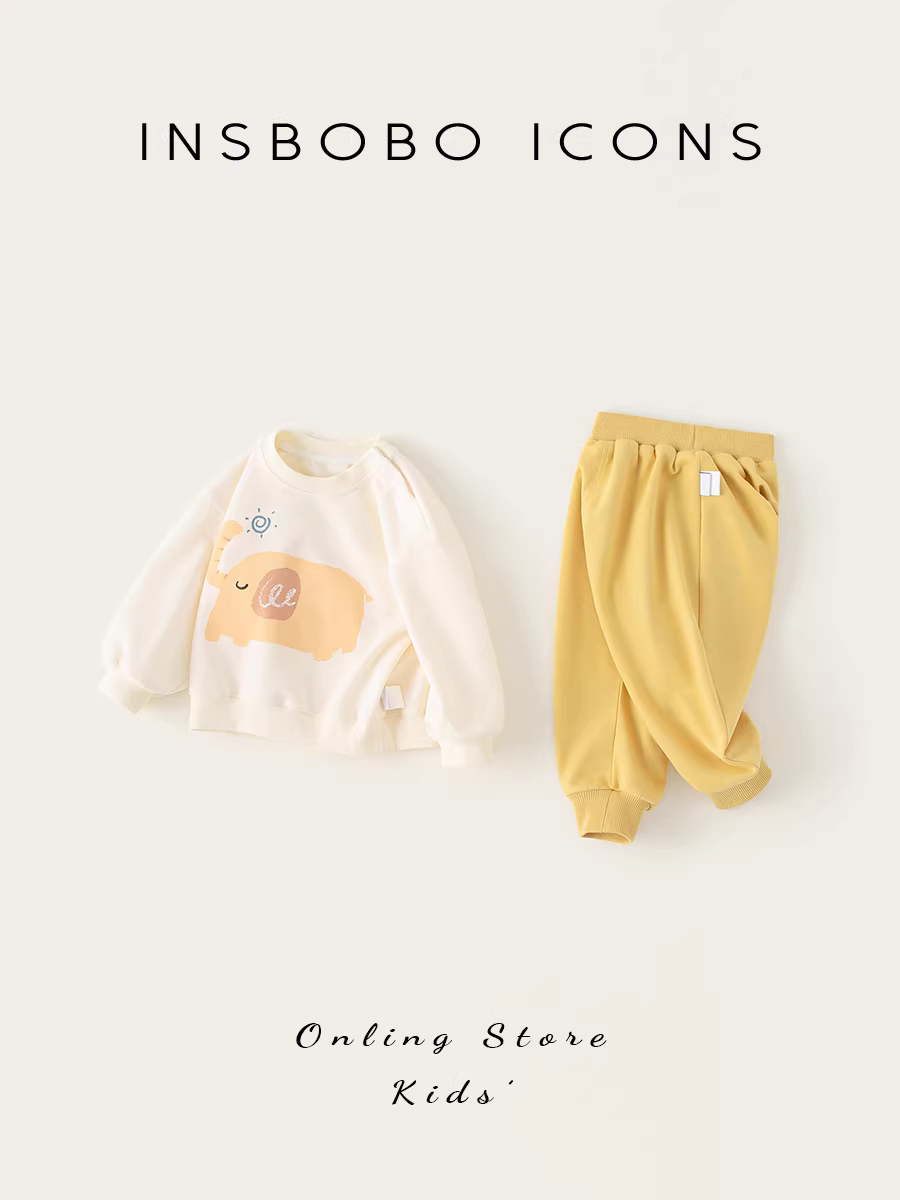 Bộ đồ thu đông INSbobo cho bé, áo nỉ trẻ em kiểu mới thu 2025, bộ hai mảnh cho bé gái và bé trai, tay dài