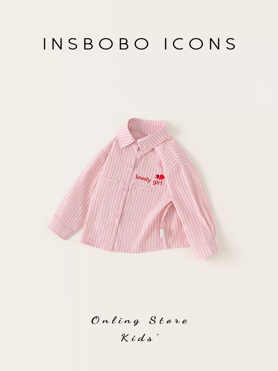Áo sơ mi bé gái INSbobo, áo sơ mi bé gái, áo dài tay trẻ em kiểu mới thu đông 2025, phong cách Hàn Quốc thời trang