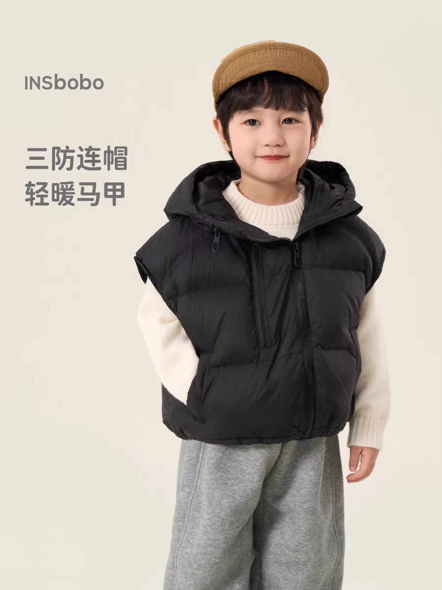 Áo phao trẻ em INSbobo cho bé gái mùa thu đông 2025 kiểu mới, áo khoác lông vũ trắng 90% cho bé trai mùa đông