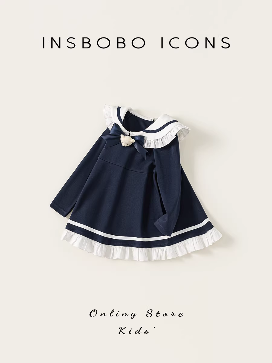 [Loạt Gấu Teddy] Váy bé gái INSbobo Thu Đông Váy trẻ em Xuân Thu 2025 Quần áo trẻ em mới