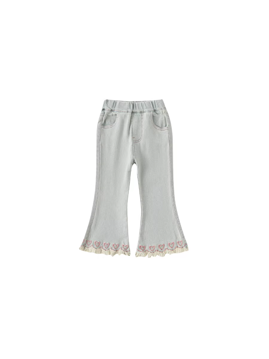 Quần jeans loe INSbobo cho bé gái, mùa xuân thu, kiểu mới 2025, quần dài bé gái mặc thu
