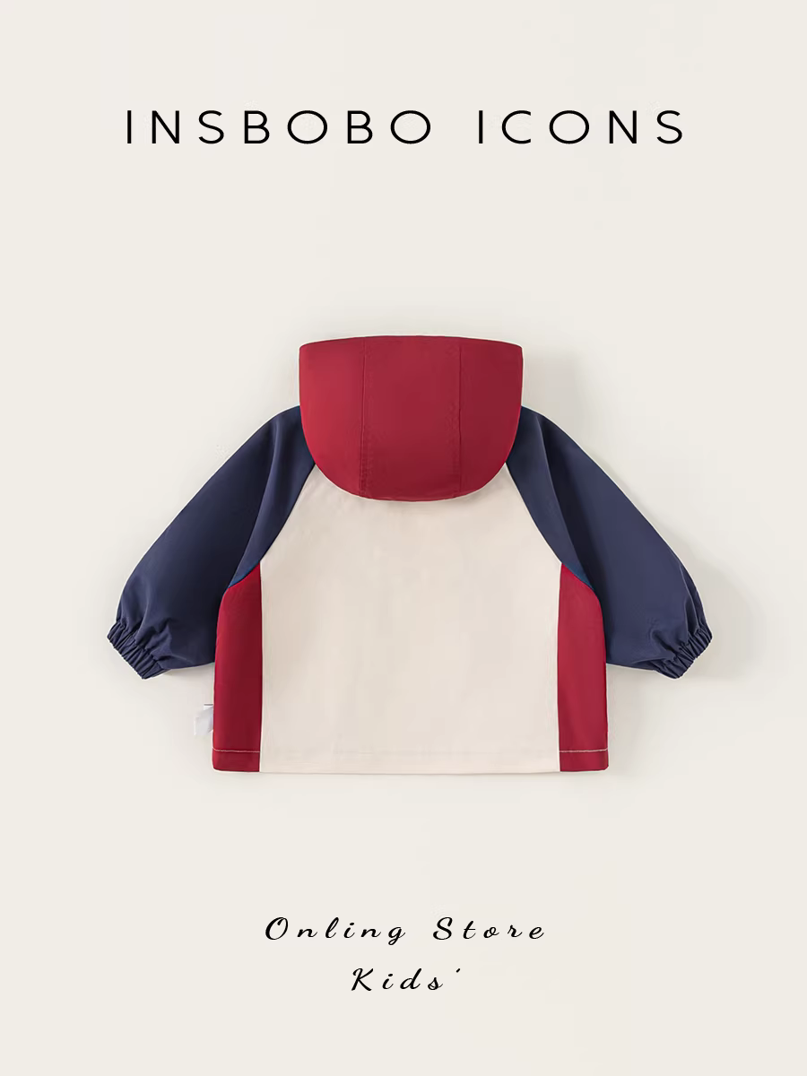 Áo khoác trẻ em INSbobo thu đông 2025 kiểu mới, áo gió bé gái, áo có mũ bé trai, quần áo thu đông, thời trang trẻ em