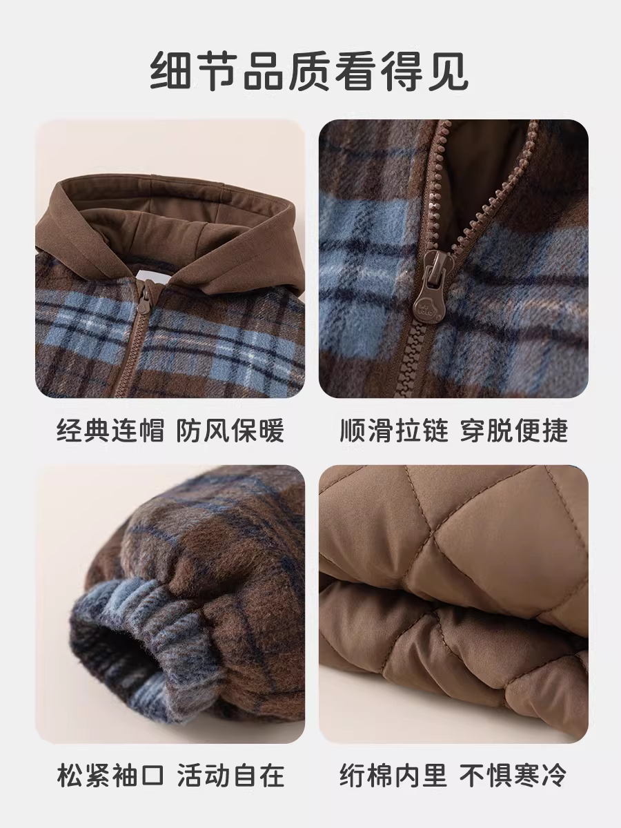 Quần áo cotton trẻ em INSbobo mùa đông 2025, áo khoác cotton bé gái, áo khoác bé trai, áo khoác bông mùa đông