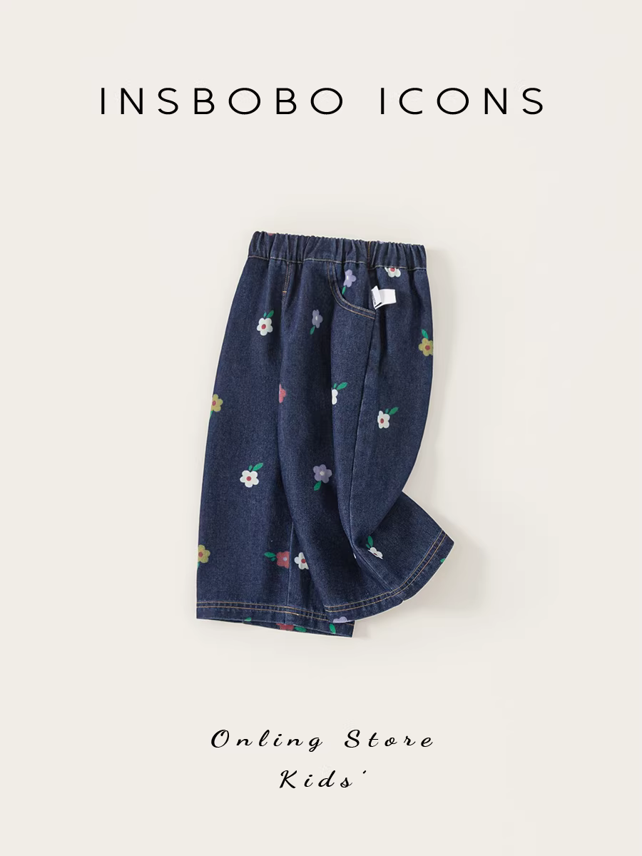 Quần bé gái INSbobo kiểu mới thu đông 2025, quần jean bé gái, quần thẳng trẻ em, quần áo trẻ em xuân thu