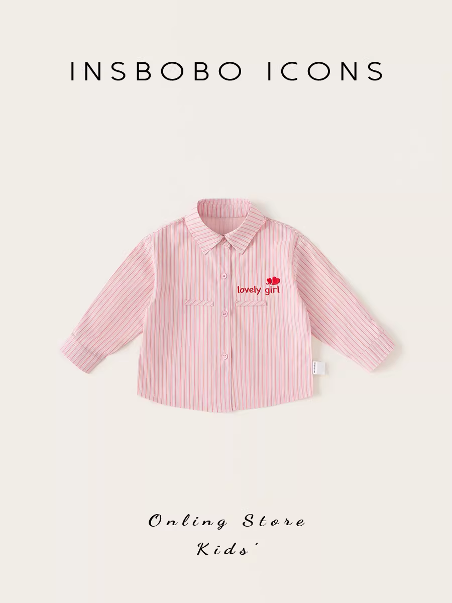 Áo sơ mi bé gái INSbobo, áo sơ mi bé gái, áo dài tay trẻ em kiểu mới thu đông 2025, phong cách Hàn Quốc thời trang