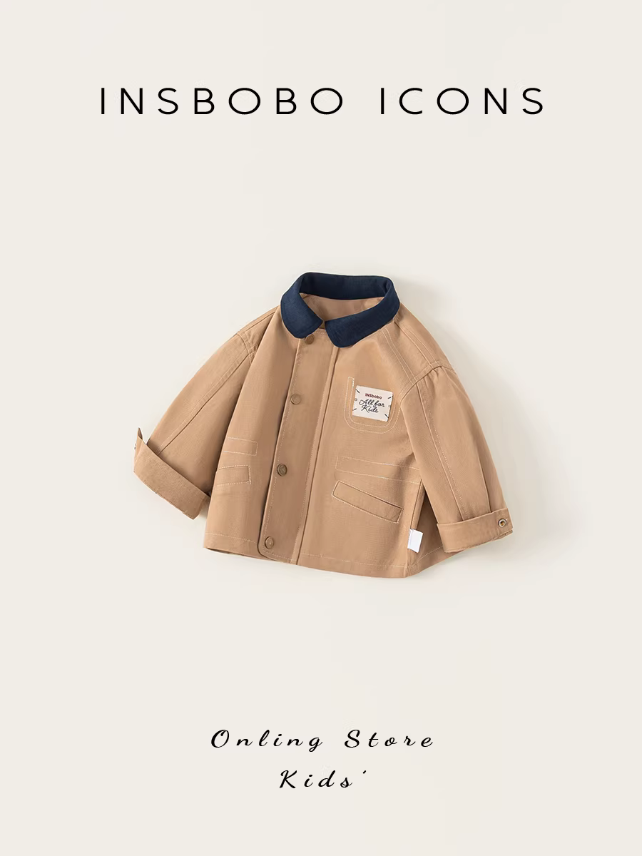 Áo khoác bé trai INSbobo thu đông 2025 kiểu dáng mới thời trang áo bé mùa thu đông quần áo trẻ em dày dặn