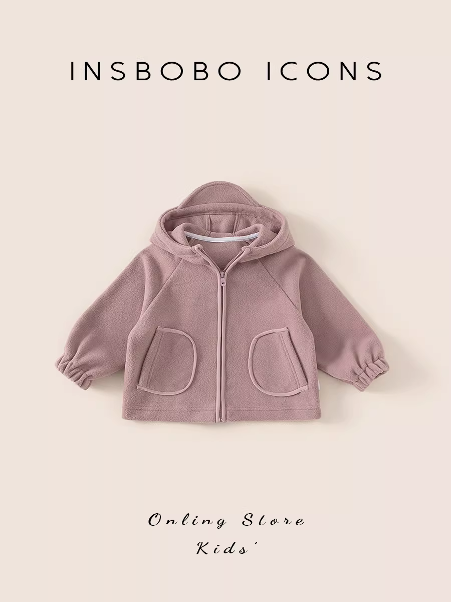 Áo khoác ngoài mùa thu INSbobo dành cho bé gái năm 2025, kiểu dáng mùa thu mới, áo khoác lông thú trẻ em, áo cardigan bé gái tay dài