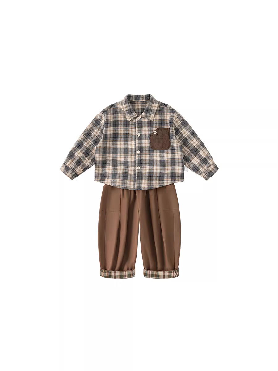 Bộ đồ trẻ em INSbobo kiểu mới 2025, áo sơ mi thời trang thu đông cho bé trai, quần thời trang thu đông trẻ em cá tính