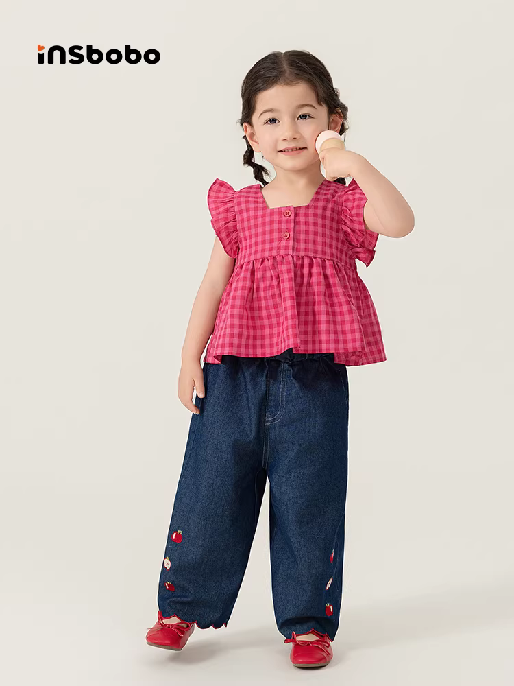 Quần bé gái INSbobo, quần jean bé gái, quần thẳng trẻ em phong cách mới mùa hè, quần áo mùa hè cho bé, quần áo trẻ em thời trang