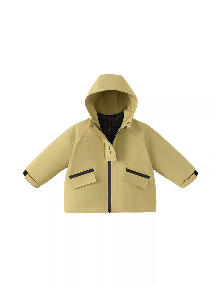 Áo khoác trẻ em INSbobo quần áo mùa đông ba lớp chống thấm áo khoác lông vũ cho bé trai áo khoác lông vũ cho bé gái 90 màu trắng lông vịt ấm áp quần áo trẻ em