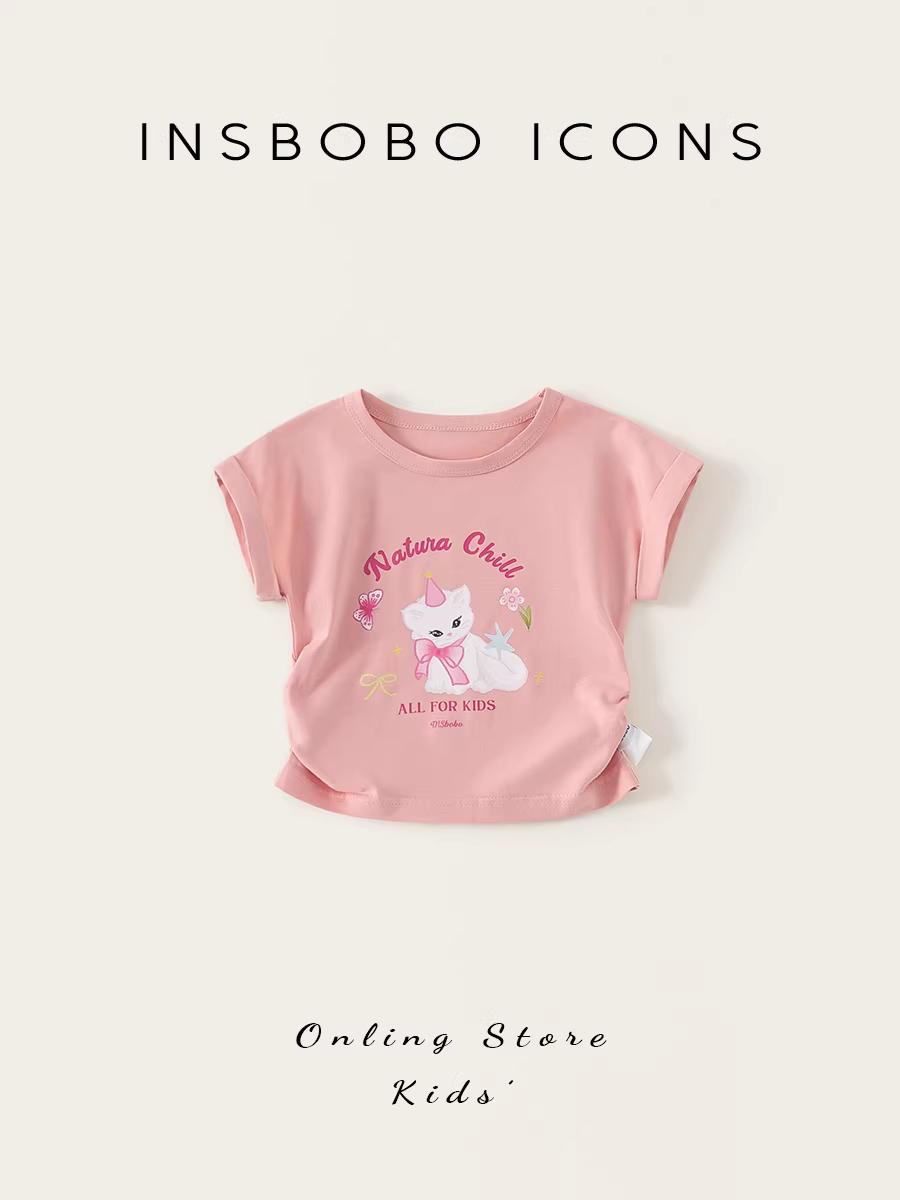 Áo thun bé gái INSbobo hè 2025 kiểu mới tay ngắn quần áo mùa hè trẻ em áo bé gái mùa hè