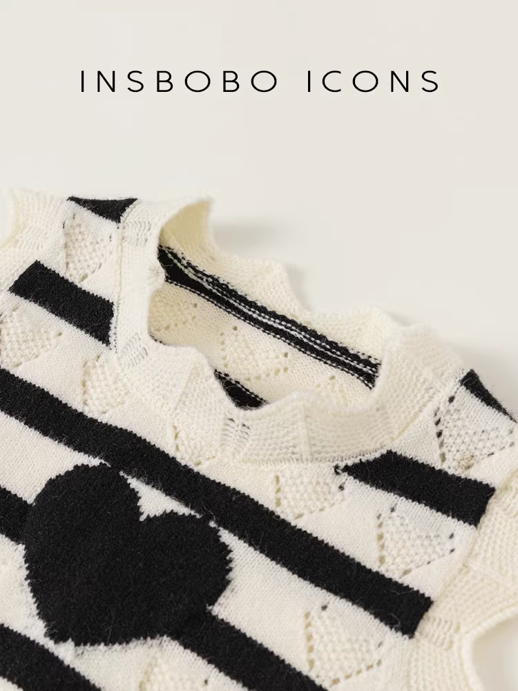 Áo len dệt kim nữ INSbobo thời trang, áo len sọc nữ mùa thu 2025 mới, kiểu dáng đa năng