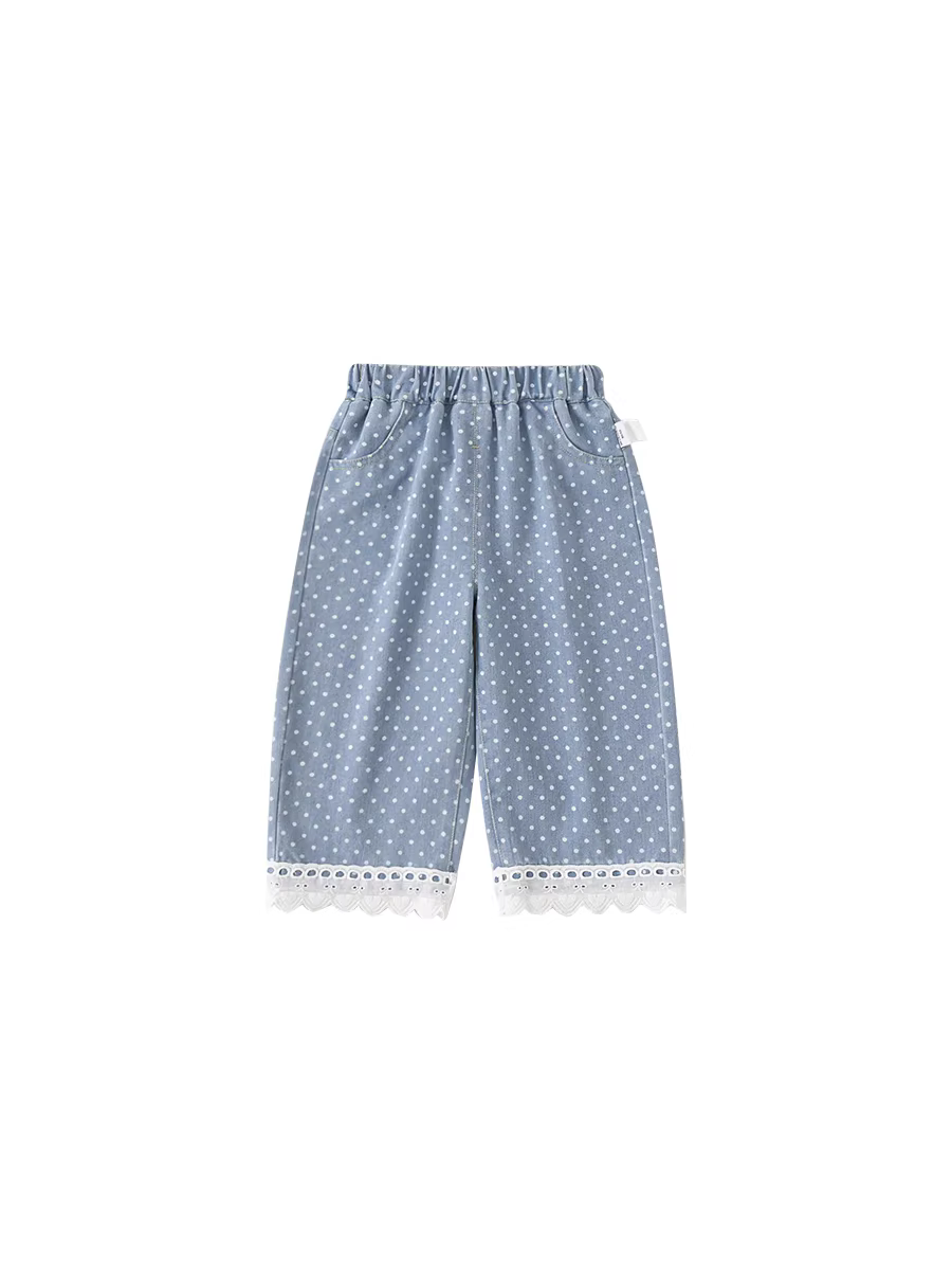 Quần bé gái INSbobo, quần áo thu đông 2025, kiểu dáng mới mùa thu, quần bò bé gái, quần chấm bi trẻ em, thời trang