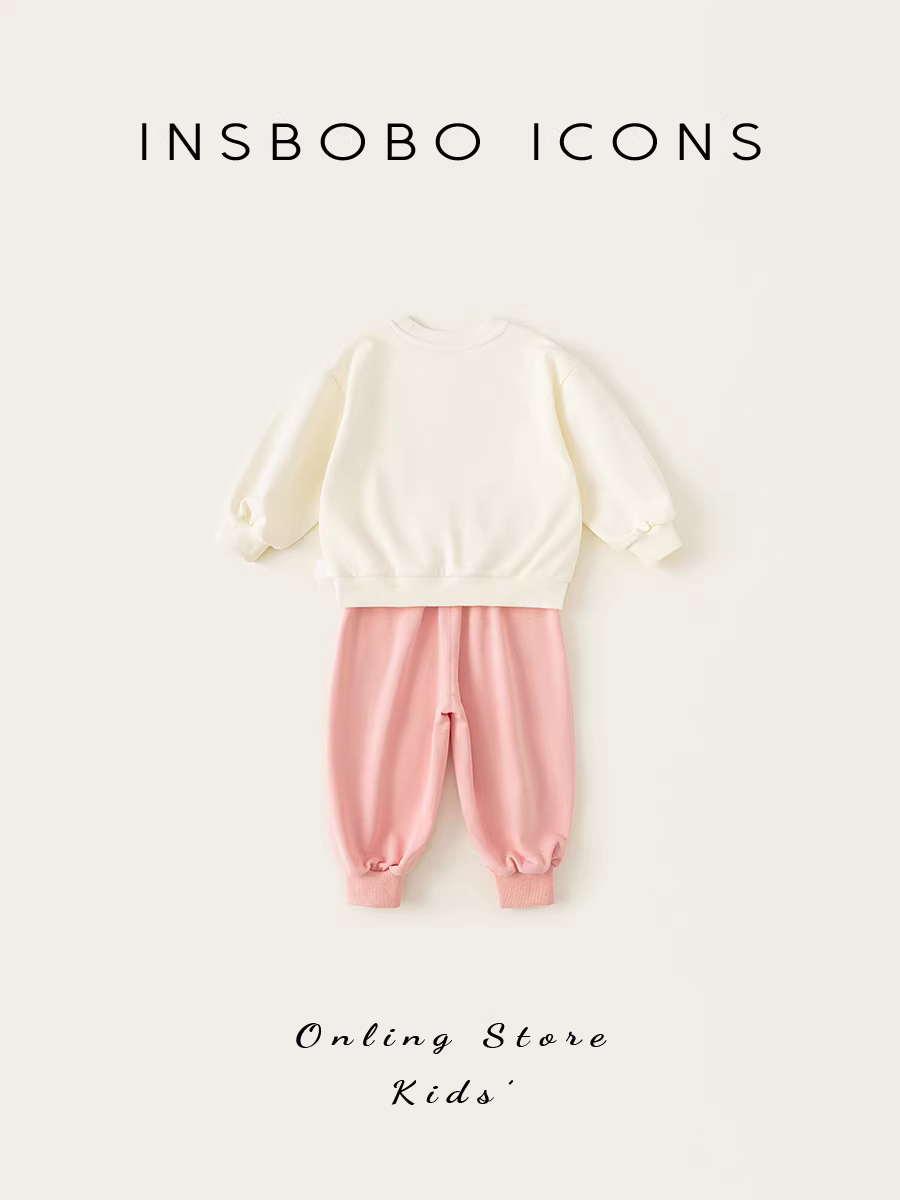 Bộ trang phục thu đông INSbobo cho bé gái 2025, kiểu dáng thu mới, áo len dài tay hai mảnh thời trang