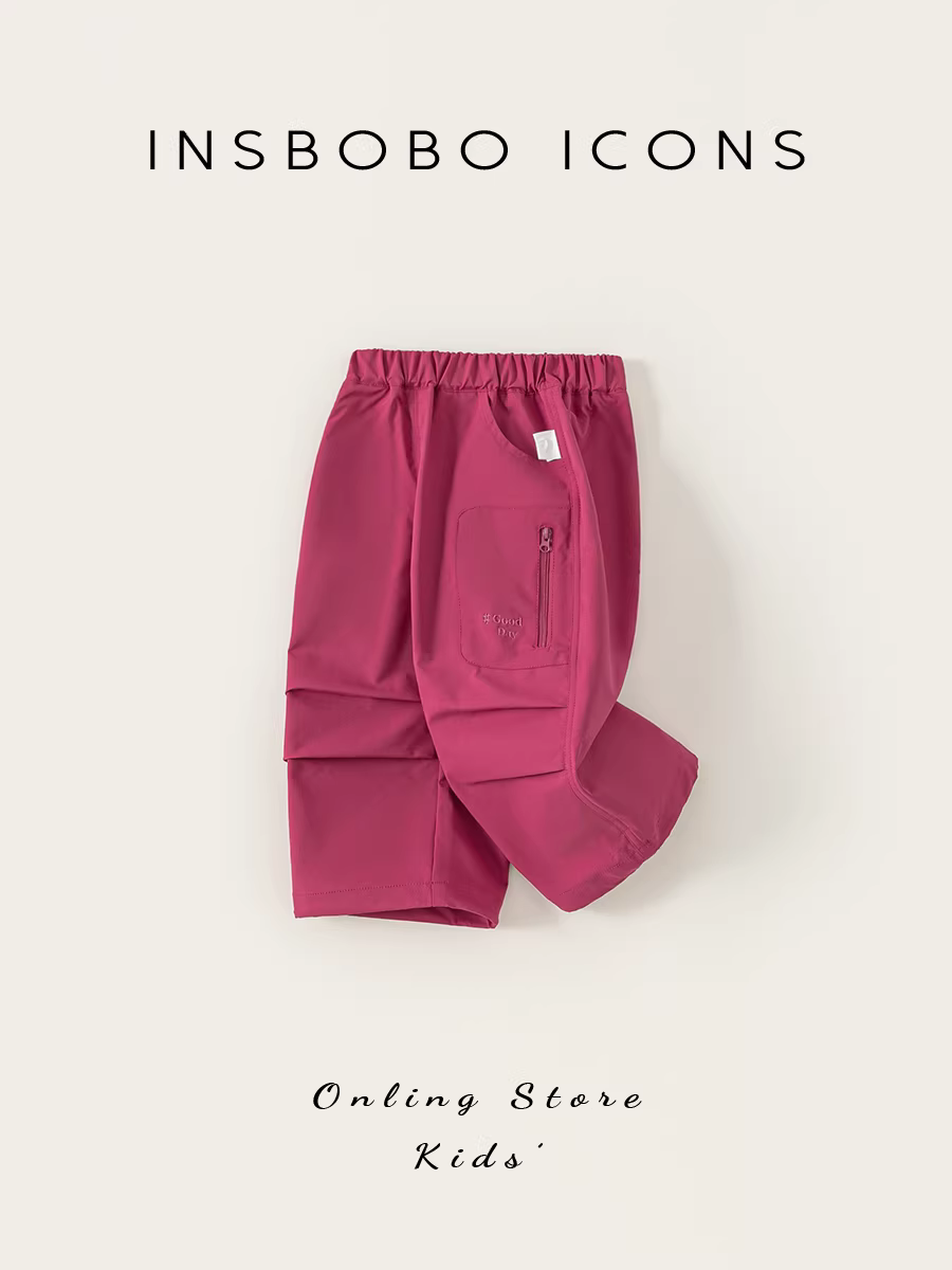 Quần bé gái INSbobo dáng thẳng, quần thể thao bé gái mùa thu 2025, quần cargo bé gái xuân thu thời trang