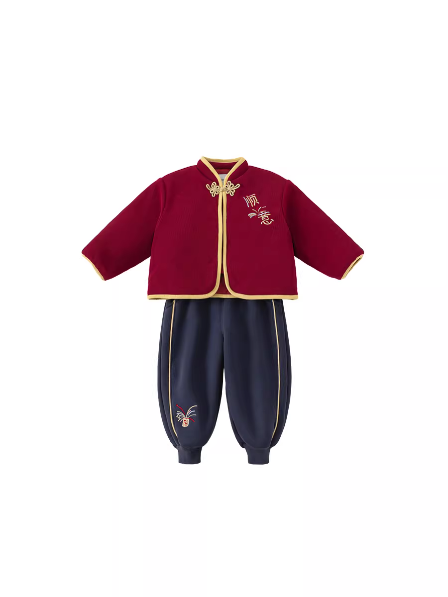 Đầm Hanfu INSbobo trẻ em Thu Đông 2024 mới dày dặn, trang phục sinh nhật 1 tuổi cho bé trai và bé gái, trang phục mùa đông kiểu Tang