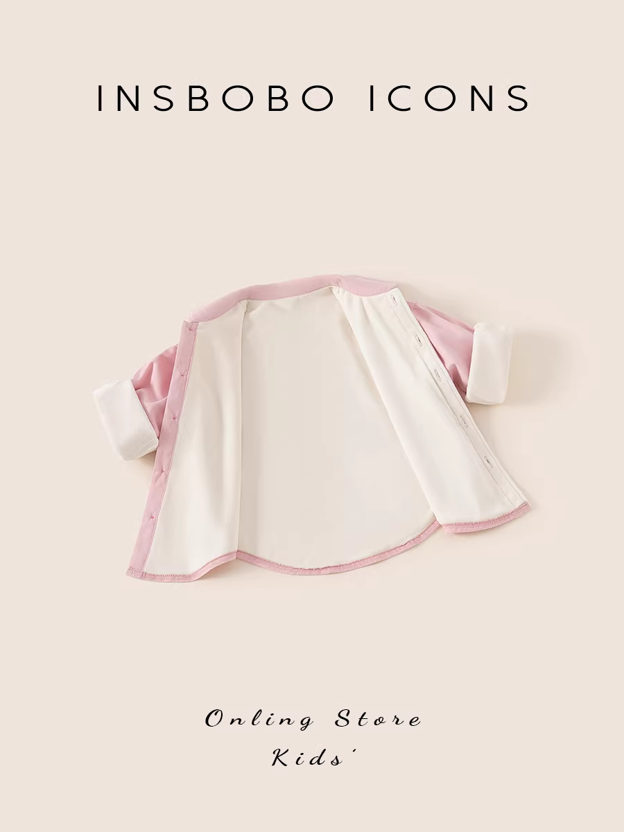 Áo khoác trẻ em kiểu mới thu đông 2025, áo sơ mi bé gái màu hồng, quần áo bé trai thu đông