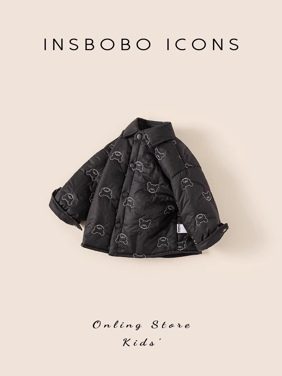 Áo khoác cotton bé trai INSbobo mùa đông 2025, áo khoác cotton giữ ấm trẻ em mới, áo khoác lót bông bé trai, áo khoác ngoài may chần bông, quần áo mùa đông