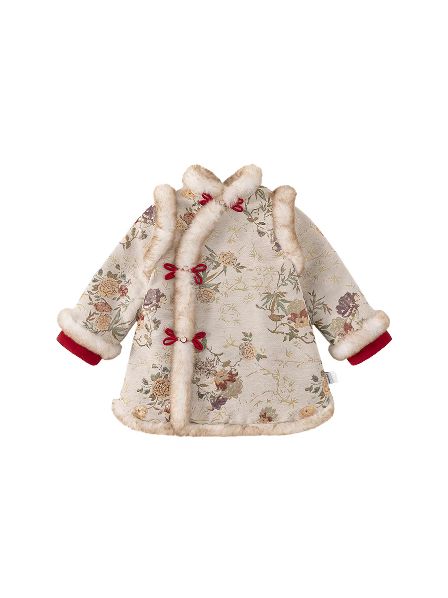 Váy sinh nhật cho bé gái một tuổi theo phong cách Hanfu, trang phục sinh nhật đầu tiên của bé gái, bộ đồ Tang dày, sườn xám kiểu Trung Quốc mới, quần áo năm mới mùa thu đông.