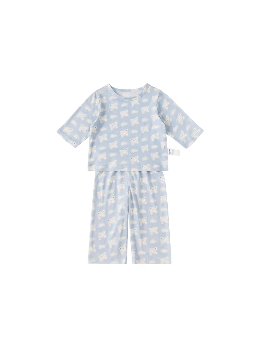 Bộ đồ ngủ trẻ em, đồ ngủ bé gái, bộ quần áo mặc ở nhà cho bé, in hình hoạt hình, quần áo trẻ em mùa thu, sành điệu và thời trang cho bé gái trong mùa xuân và mùa thu