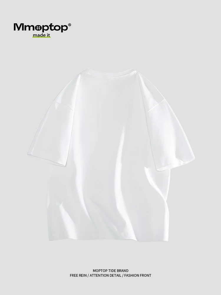 Mmoptop mùa hè đa năng chất liệu cotton nguyên chất tay ngắn nam 2025 mới phong cách Mỹ áo thun đôi nam nặng ký áo thun nam mặc trong
