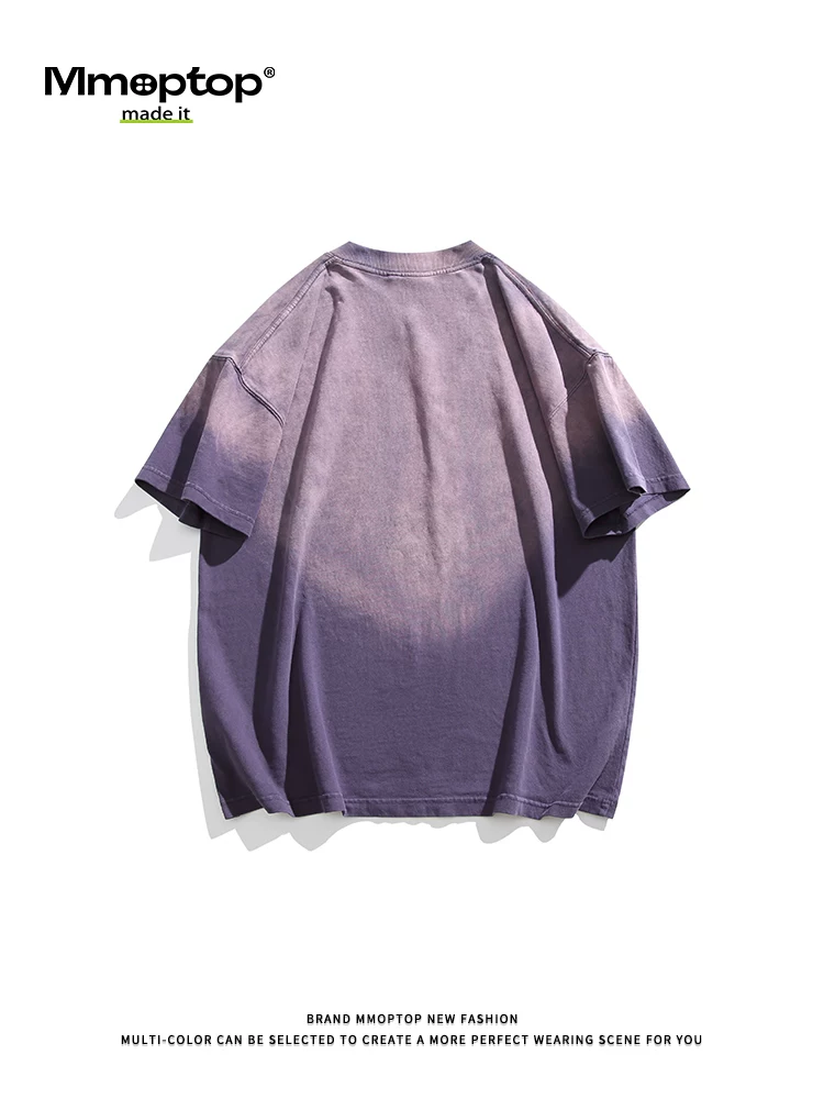 Áo thun ngắn tay kiểu cổ điển Mỹ Mmoptop dành cho nam và nữ, áo thun mùa hè 300g chất liệu cotton nguyên chất nặng 300g dành cho nam.
