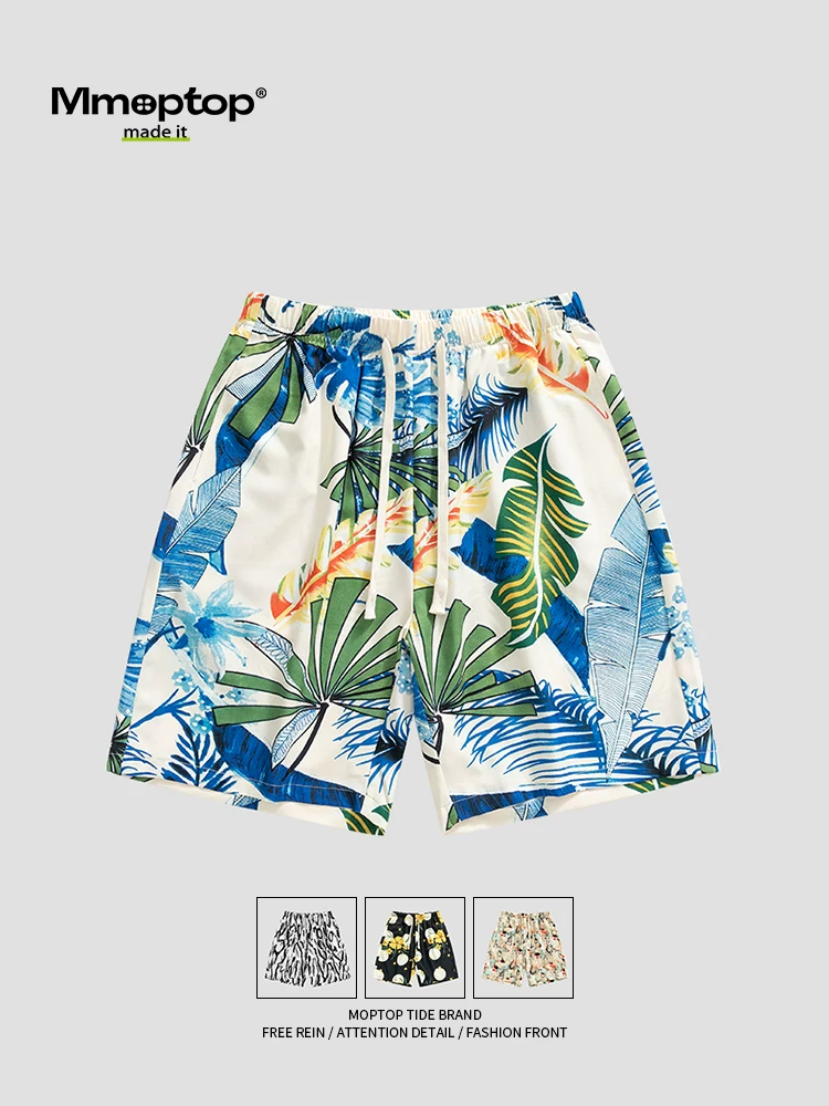 Mmoptop2025 quần short mùa hè mỏng thông thường kiểu Hawaii bằng vải lụa băng dành cho nam quần short đi biển nhanh khô