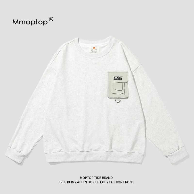 Áo nỉ đa năng phong cách Nhật Bản hợp thời trang mùa thu Mmoptop dành cho nam và các cặp đôi, áo thun dài tay cổ điển, áo khoác nam bằng cotton nguyên chất