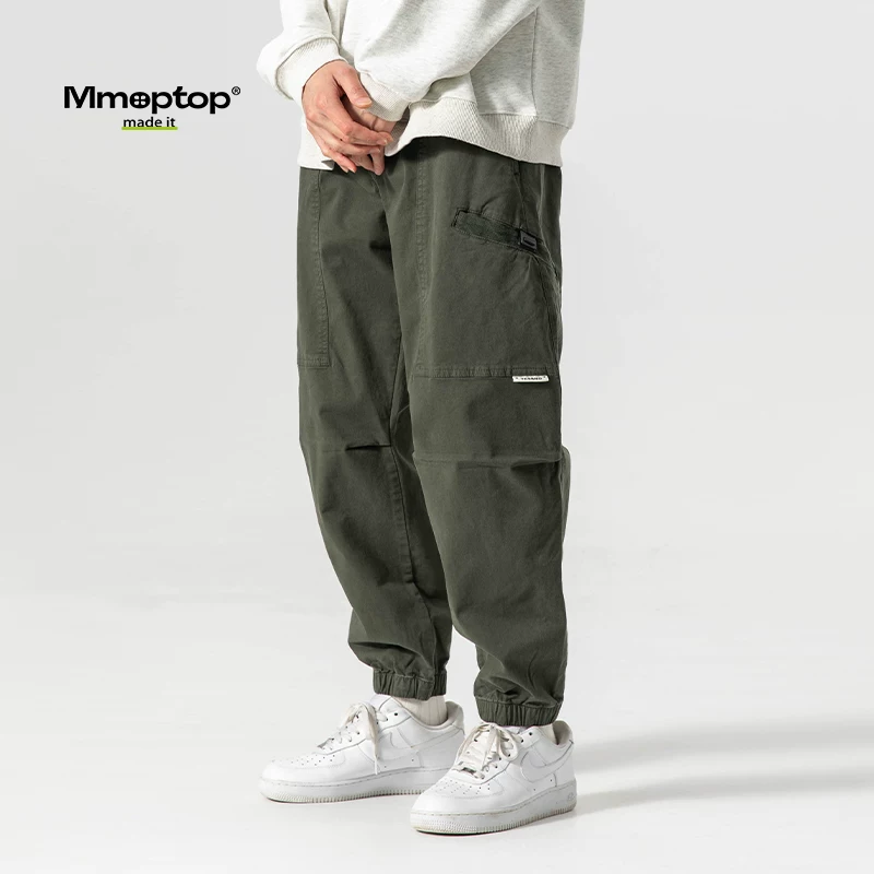 Mmoptop quần công sở cotton nguyên chất mới mùa xuân thu dành cho nam, quần rộng rãi cho cặp đôi, quần jogger ống côn dành cho nam