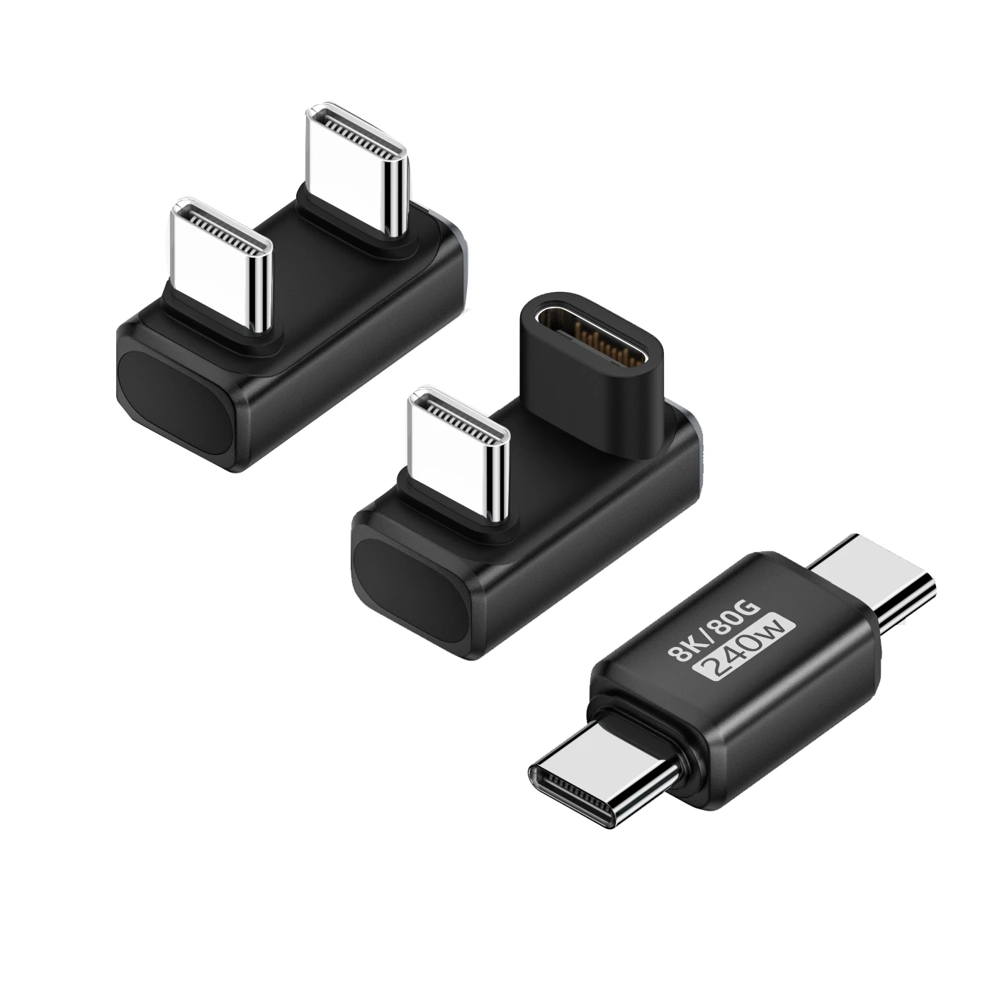 Bộ chuyển đổi hình chữ U 180 độ Type-C, cáp dữ liệu USB4 đa chức năng, đầu nối đực-đực, hỗ trợ PD240W, tương thích với máy tính bảng Apple 16 Pro, Mac, Thunderbolt 3/4, ổ cứng Android, sạc dự phòng 80G, màn hình di động.