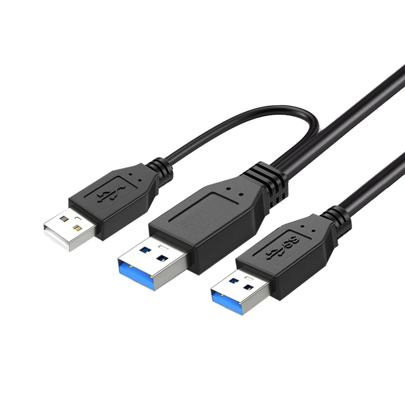 Cáp dữ liệu ổ cứng USB3.0 đầu đực với cổng nguồn phụ, 3 đầu nối USB đực, cáp kết nối ổ cứng di động, truyền tốc độ cao 5Gbps, bộ làm mát laptop 3AM, cáp nguồn hai đầu cho thiết bị giải mã tín hiệu.