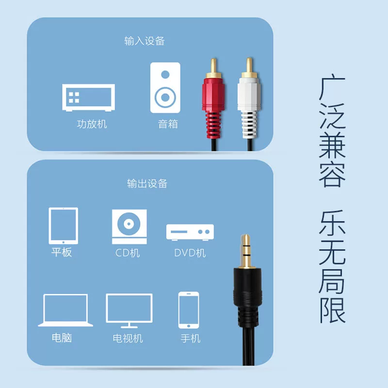 Cáp kết nối âm thanh Dual Lotus màu đỏ và trắng Bộ chuyển đổi cáp âm thanh 3,5mm sang RCA Bộ chuyển đổi đầu cắm kép dành cho điện thoại di động, máy tính để bàn, loa siêu trầm, bộ khuếch đại, đường truyền xuất ra TV.