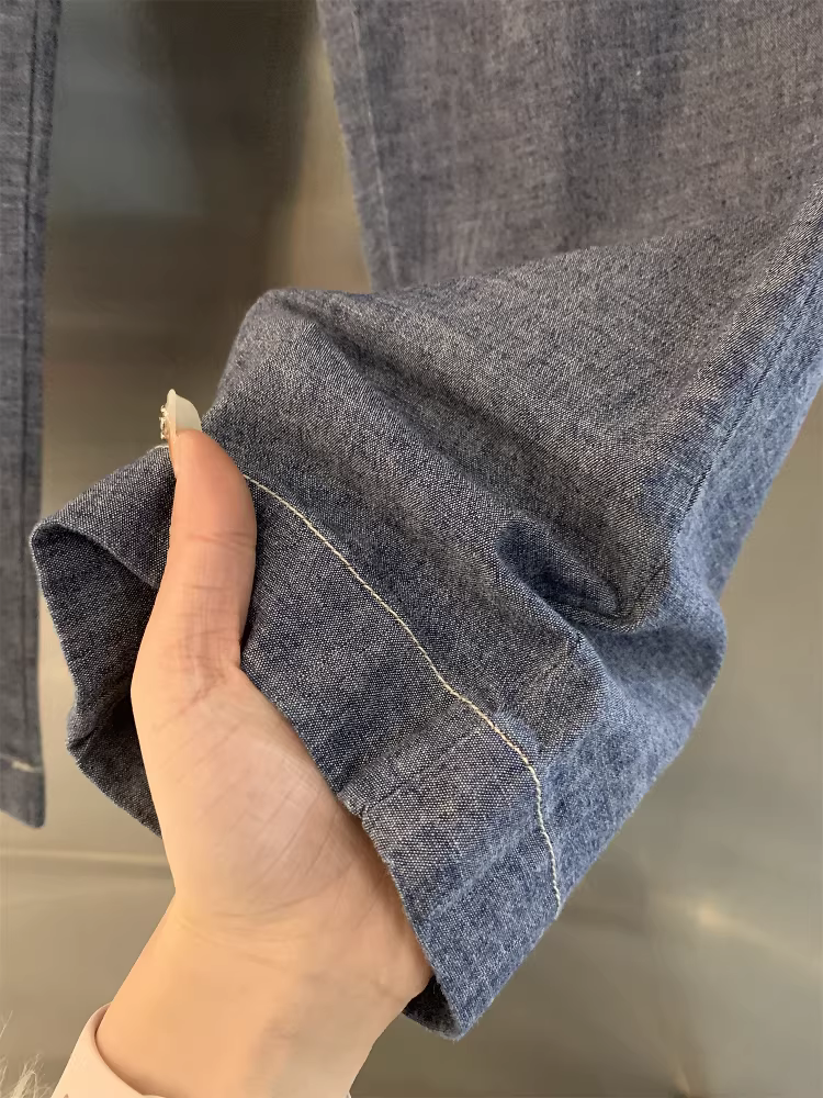 Nhà thiết kế dòng U Don Quixote! Quần jean cotton dệt tùy chỉnh, mềm mại và tinh tế, kiểu dáng unisex, ống thẳng, quần thường ngày, kiểu dáng thời thượng.