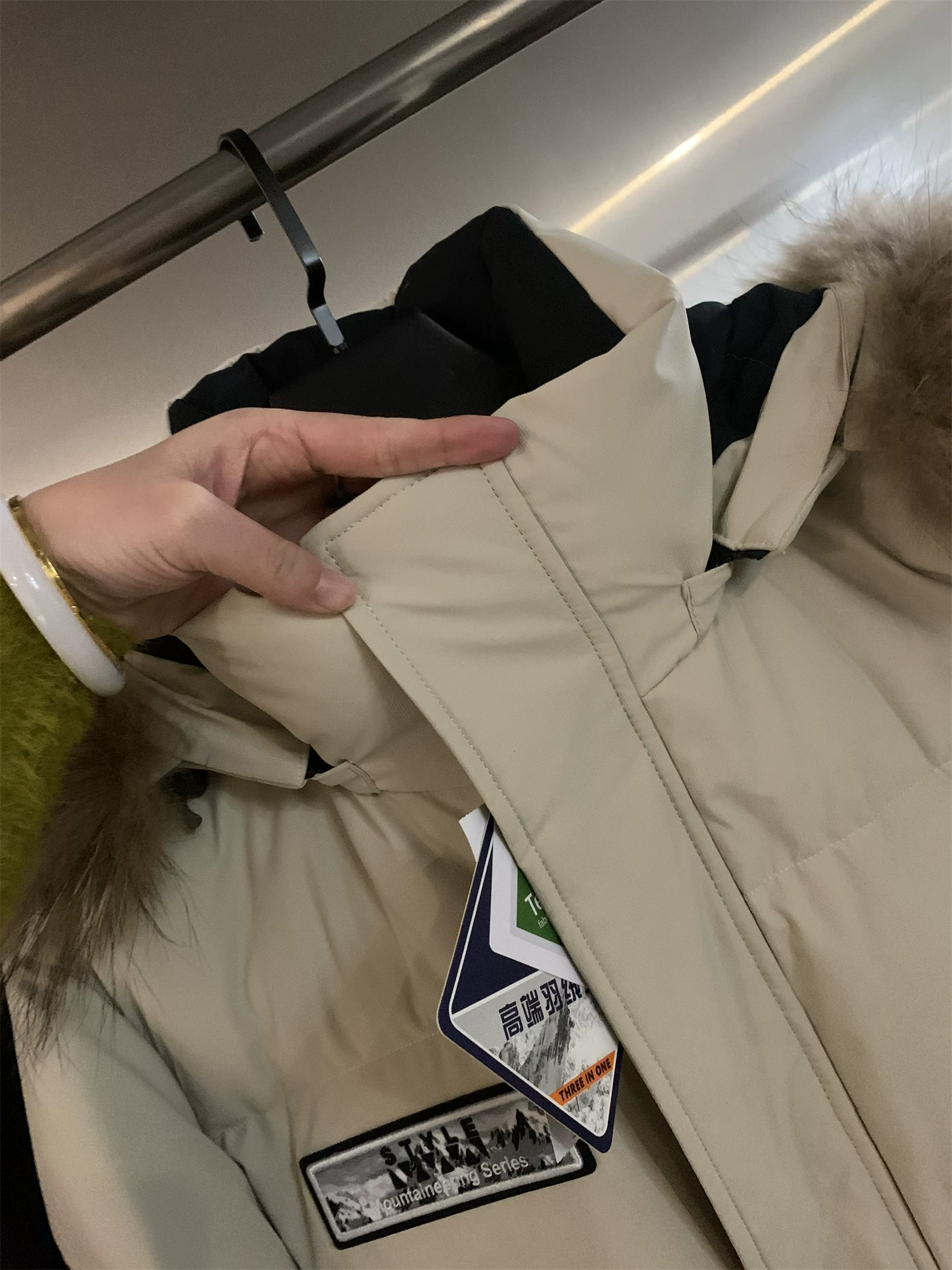 Don Quixote Origin! Áo khoác lông vũ dài có mũ trùm đầu, cổ lông chồn, giữ ấm mùa đông, 90% lông vũ vịt dành cho nam